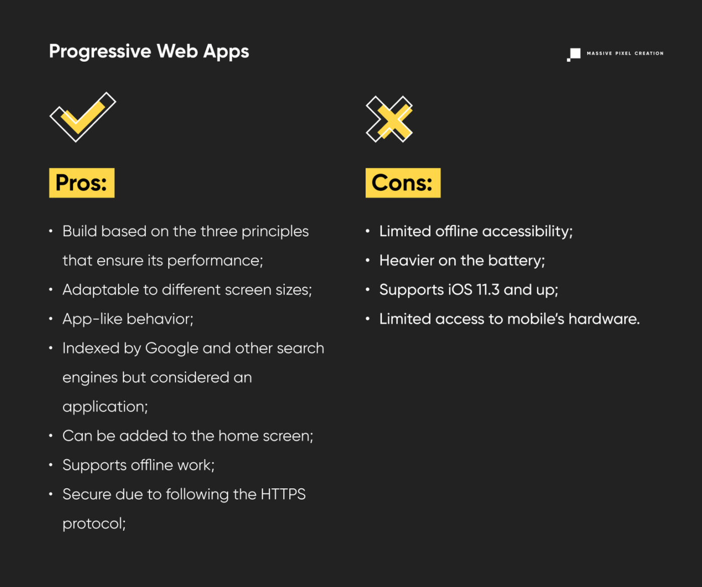 PWA pros and cons